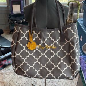 Bag Initials Inc Gray and White Women’s Monogrammed Bride Bag Large